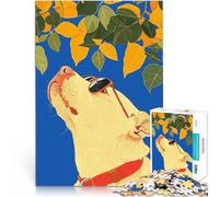 Jigsaw Puzzles for Adults 1000 Piece Dog in Sunglasses pädagogische Herausforderung Künstlersammlung, Bildende Kunst52x38cm