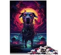 Jigsaw Puzzles for Adults 1000 Piece Dog standing near airplane night Quiz game 26x38cm gifts for friends and family for teenager Age 14+