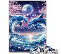 Jigsaw Puzzles for Adults 1000 Piece Dolphin Couple Help The Brain Exercise Addictive Toys to Cultivate Patience Parent-child Interaction 26x38cm