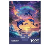 Jigsaw Puzzles for Adults 1000 Piece Dolphins Leap in Cosmic Sunset Puzzles for Adults Hands-on Game Stress Reliever Stress Reduction Gifts 38x26cm/1000pcs