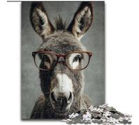 Jigsaw Puzzles for Adults, 1000 Piece Donkey with Glasses Puzzle 1000 Pieces Jigsaw DIY Decoration Brain Challenging 26X38CM