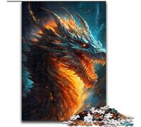 Jigsaw Puzzles for Adults 1000 Piece Dragon Fire Made of Wood, High-Difficulty Brain Teaser for Teenagers 50x75cm for Family Interactive Game