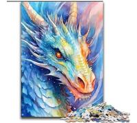 Jigsaw Puzzles for Adults 1000 Piece Dragon Watercolor Made of Wood, Perfect DIY Art Decor Or Birthday Gift 50x75cm for Family Interactive Game