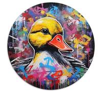 Jigsaw Puzzles for Adults, 1000 Piece Duck Graffiti Paper Round Jigsaw Puzzles DIY Decoration Brain Challenging 67.5x67.5cm