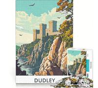 Jigsaw Puzzles for Adults 1000 Piece Dudley Castle Vintage Poster, Impossible Game, Difficult Hard, Unique Birthday And Gifts 38x26cm