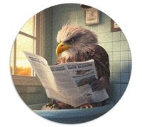 Jigsaw Puzzles for Adults, 1000 Piece Eagle Reading Newspaper Round Puzzles 1000 Pieces for Adults for Home Decor, Ideal Christmas & New Year Gift for Teenagers 67.5x67.5cm