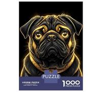Jigsaw Puzzles for Adults 1000 Piece Elegant Black And Gold Pug Portrait Jigsaw Hands-on Game Birthday Present Unique Birthday And Xmas Gifts 70x50cm/1000pcs