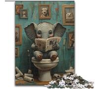 Jigsaw Puzzles for Adults 1000 Piece Elephant Go Toilet 1000 Piece Jigsaw Puzzle for Teenagers Educational Games Gifts (Size 38x26cm)