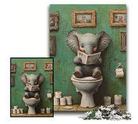 Jigsaw Puzzles for Adults, 1000 Piece Elephant Go Toilet Jigsaws 1000 Pieces for Adults Family Interactive Game, Brain Challenge Gift Size 50x75cm