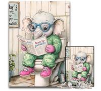 Jigsaw Puzzles for Adults 1000 Piece Elephant Go Toilet Puzzles for Adults for Teenagers, Couples, And Friends for Birthdays, Christmas 26X38CM/10.23x14.96inch