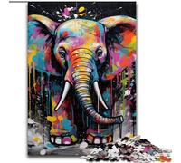 Jigsaw Puzzles for Adults 1000 Piece Elephant Graffiti Painting Jigsaw Puzzles for Adults 1000 Piece Suitable for Birthdays, Halloween, Thanksgiving, Easter (Size 26x38 cm)