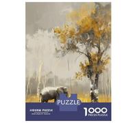 Jigsaw Puzzles for Adults 1000 Piece Elephant in Golden Forest Puzzles for Adults Relaxing Games A Work of Art Fun Activities at Home 70x50cm/1000pcs