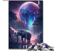 Jigsaw Puzzles for Adults 1000 Piece Elephant Moonlight Jigsaw Adult Game Gift Family Interactive Game Brain Challenge Gift (size : 26x38cm)