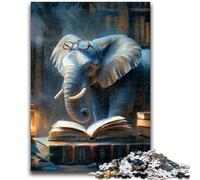 Jigsaw Puzzles for Adults 1000 Piece Elephant Reading A Book 1000 Pieces for Teenagers,Challenging Game Toys Wall Decoration Unique Birthday And Xmas Gifts (38x26cm)