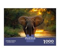 Jigsaw Puzzles for Adults 1000 Piece Elephant Wading through Golden River Puzzle for Adults Relaxing Games Hand Speed Race Fun Activities at Home 70x50cm/1000pcs
