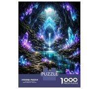 Jigsaw Puzzles for Adults 1000 Piece Enchanted Crystal Cave Waterfall Puzzle for Adults Relaxing Games Hand Speed Race Fun Activities at Home 70x50cm/1000pcs