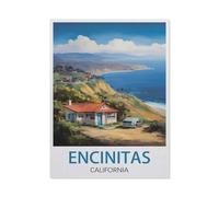 Jigsaw Puzzles for Adults 1000 Piece，Encinitas California Vintage Travel Poster，Educational Games Brain Challenge Jigsaw Puzzles for Adult Kids（75x50cm）-AY26