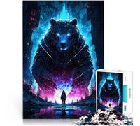 Jigsaw Puzzles for Adults 1000 Piece Epic Giant Bear vs. Girl Warrior Familienspaß Geburtstagsgeschenk, Geschenke75x50cm