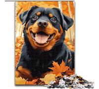 Jigsaw Puzzles for Adults, 1000 Piece Fallen Leaves Rottweiler Jigsaw Puzzle Made of Wood Relax & Challenge, Colorful Home Decor Art, for Friends size 50X75CM