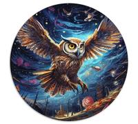 Jigsaw Puzzles for Adults 1000 Piece Fantasy Art Owl Round Jigsaw Puzzles Develops Hand-Eye Coordination Skills,Perfect for Birthday Gifts (67.5x67.5cm)