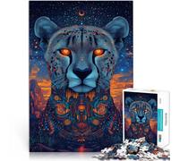 Jigsaw Puzzles for Adults 1000 Piece Fantasy Cheetah Art Made of wood Suitable for ages 14 and up Puzzle game Offered as gifts for the whole family。size：50x75cm/19.68x29.52inch