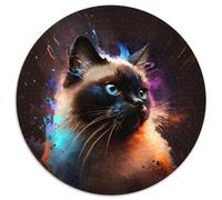 Jigsaw Puzzles for Adults, 1000 Piece Fantasy Siamese Cat Round Cardboard Jigsaw Puzzles for Adults Perfect for Teenagers & Family Fun, for Birthdays 1000pcs (67.5x67.5cm)