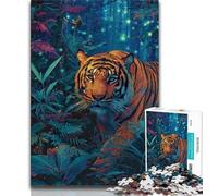 Jigsaw Puzzles for Adults 1000 Piece Fantasy Tiger,Stress Reliever Staycation Kill Time with Matching Poster And Trivia Sheet (75x50cm)