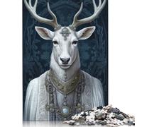 Jigsaw Puzzles for Adults 1000 Piece Fantasy White Deer Stag Puzzles for Adults Woodenboard Puzzles Funny Gift 1000pcs (75x50cm)