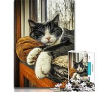 Jigsaw Puzzles for Adults 1000 Piece Farm Cat,Challenging Game And Family Play with Fully Interlocking Randomly Shaped Pieces 38x26cm