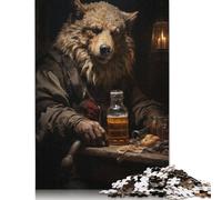 Jigsaw Puzzles for Adults 1000 Piece Fat Wolf in Bar Woodenboard Puzzles for Adults Funny 1000pcs (75x50cm)