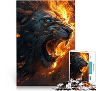 Jigsaw Puzzles for Adults 1000 Piece fierce lion of fire Made of cardboard for and 14 years and over Toys for family entertainment Birthday and unique gifts。size:38x52cm/14.96x20.47inch