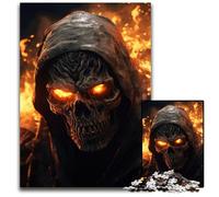 Jigsaw Puzzles for Adults 1000 Piece Fiery Grim Reaper Skull Challenging Puzzles Interactive Family Game Ideal Family Activity Game 1000 PCS(75x50cm)