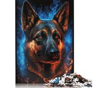 Jigsaw Puzzles for Adults 1000 Piece Fire Animal German Shepherd Teens Jigsaw Puzzles Adults Teens Family Puzzle Game 1000pcs (75x50cm)