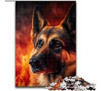 Jigsaw Puzzles for Adults, 1000 Piece Fire German Shepherd cardboard Jigsaw Home Decor Brain Teaser Game for Teenagers & Family Interaction size 38x26cm