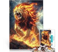 Jigsaw Puzzles for Adults 1000 Piece Fire Lion King Made of cardboard for age 14 years and over Puzzle game Offered as gifts for the whole family。size：26x38cm/10.24x14.96inch