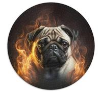 Jigsaw Puzzles for Adults 1000 Piece Fire Pug Difficult Puzzles for Adults An for Christmas Or Birthdays (Size 67.5x67.5cm)