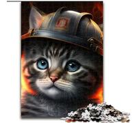 Jigsaw Puzzles for Adults, 1000 Piece Firefighter Cat Adult Jigsaw Puzzles 1000 Pieces Skill Level Beginner, Great for Birthday (Szie 26x38 cm)