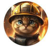 Jigsaw Puzzles for Adults 1000 Piece Firefighter Cat Cardboard Puzzles Brain Teaser Game for Teenagers,Perfect 67.5x67.5 cm