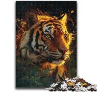 Jigsaw Puzzles for Adults 1000 Piece Flame Tiger Jigsaw,Educational Games Wall Decoration Unique Birthday And Xmas Gifts (38x26cm)