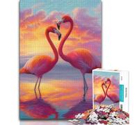 Jigsaw Puzzles for Adults 1000 Piece Flamingo Couple Puzzles for Teenagers,with Matching Poster And Trivia Sheet for Ages 14+ (size 75x50cm)