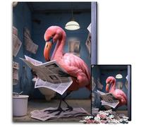 Jigsaw Puzzles for Adults 1000 Piece Flamingo Reading Newspaper Challenging Puzzles DIY Art Decor, 50x75CM/19.68x29.52inch