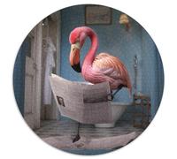 Jigsaw Puzzles for Adults 1000 Piece Flamingo Reading Newspaper Round Cardboard Puzzles Colourful, Fun, Challenging & Brainteasing 1000pcs (67.5x67.5cm)