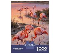 Jigsaw Puzzles for Adults 1000 Piece Flamingos in Water at Sunset Puzzle for Adults Brain Teaser Game Difficult Hard Deal As Gifts for The Whole Family 38x26cm/1000pcs
