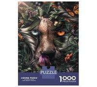 Jigsaw Puzzles for Adults 1000 Piece Floral Cheetah Puzzle for Adults Brain Teaser Game Presents for Women Fun Activities at Home 38x26cm/1000pcs