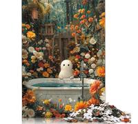 Jigsaw Puzzles for Adults 1000 Piece Floral Ghost Bathtube Jigsaw Puzzles Challenging Game Brain Teasers 1000pcs (38x26cm)