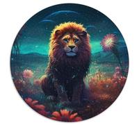 Jigsaw Puzzles for Adults 1000 Piece Floral Lion on Mars 1000 Pieces Round Puzzles for Adults Challenging Brain Teaser for Teenagers, Family Game Night Fun (Size 67.5x67.5cm)