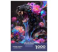 Jigsaw Puzzles for Adults 1000 Piece Floral Panther Fury Puzzles for Adults Relax Games Pattern Assembly Christmas Birthday Gifts 38x26cm/1000pcs