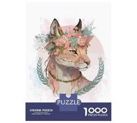 Jigsaw Puzzles for Adults 1000 Piece Floral Watercolor Lynx Art Jigsaw for Adults Fun Games Wall Art Unique Birthday And Xmas Gifts 70x50cm/1000pcs