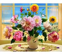 Jigsaw Puzzles for Adults 1000 Piece Flower Bouquet Vase, Jigsaws 1000 pieces for adults Family Activity, Challenging puzzles Games, Colourful, Beautiful Decoration Puzzle
