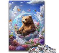 Jigsaw Puzzles for Adults 1000 Piece Flower Brown Bear Brain Teaser Game Educational Game for Birthday, Chrismas for for Age 14 26x38cm